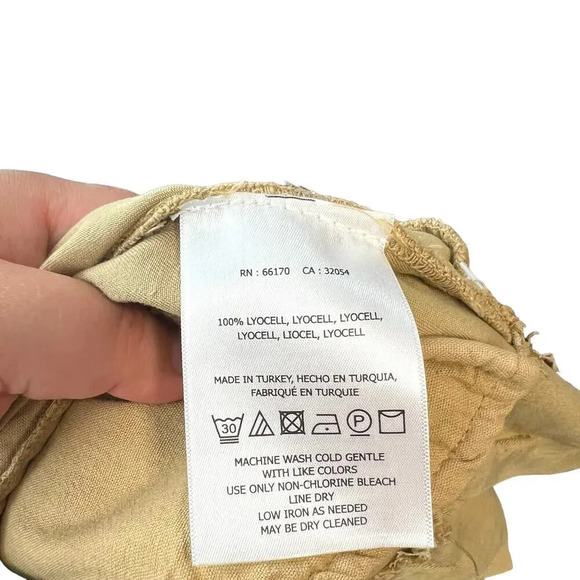 Anthropologie Blythe Wide-Leg Paperbag Pants Trouser Belted Khaki Tan Size US 14 - Picture 11 of 12